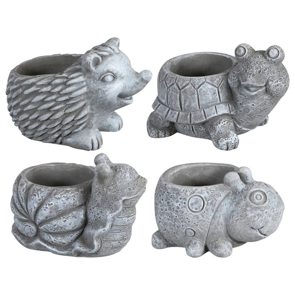 COPY - Lot of 4 Cement Animal Succulent Planters hedgehog, snails, turtles, and…